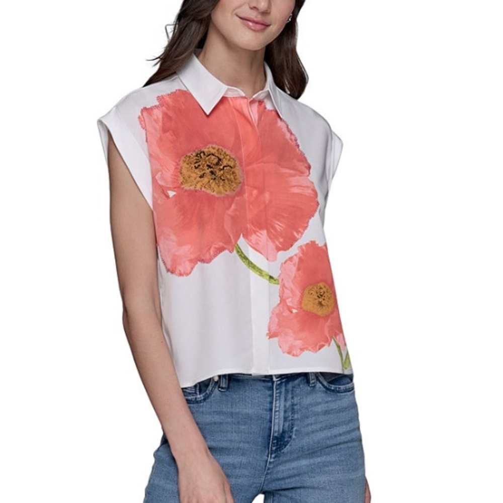 Karl Lagerfeld Paris Floral-Print Blouse